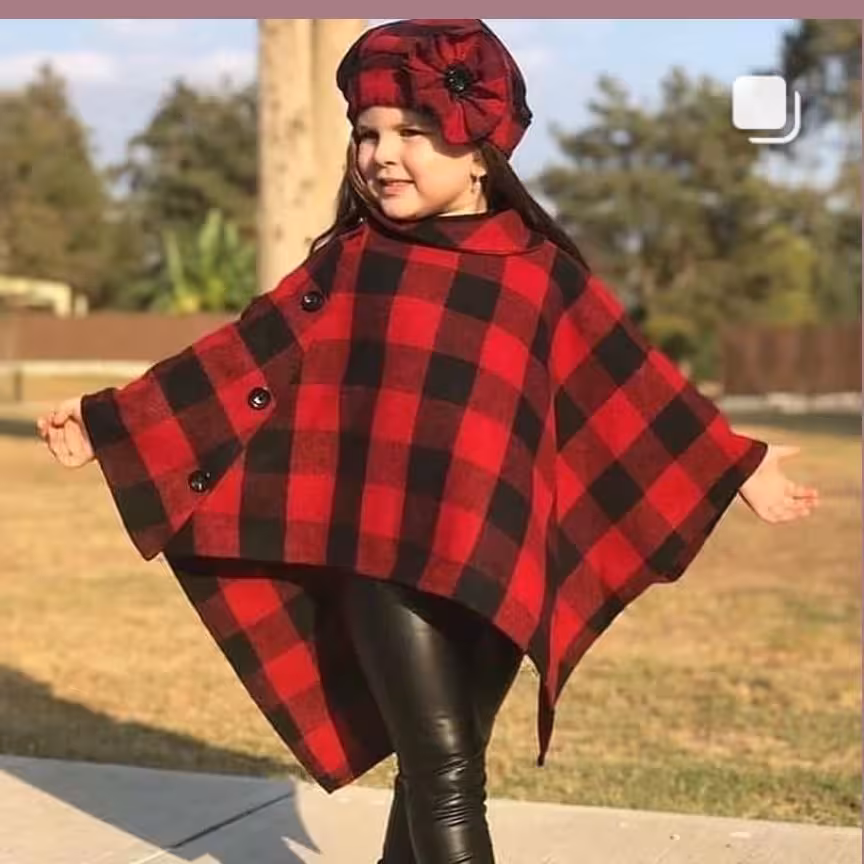 کلاه و شنل دخترانه پشمی