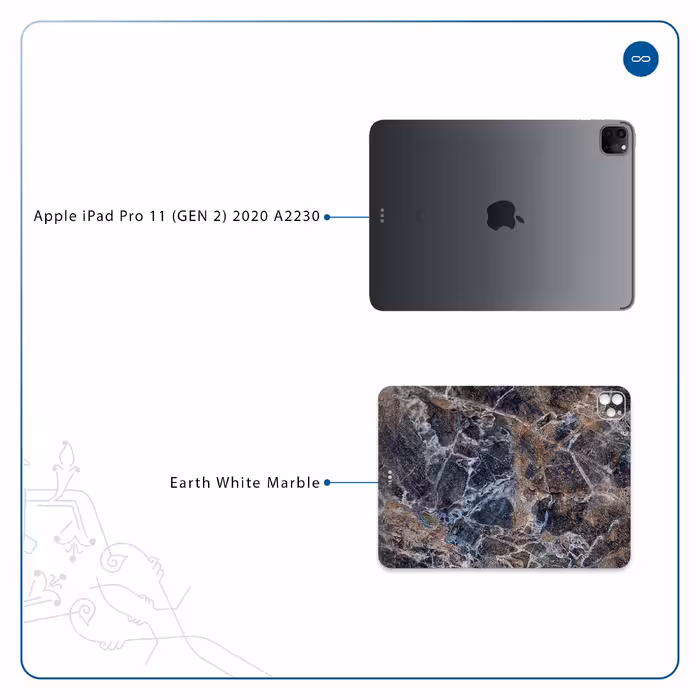 برچسب پوششی ماهوت مدل Earth-White-Marble مناسب برای تبلت اپل iPad Pro 11 (GEN 2) 2020 A2230