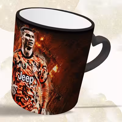 ماگ حرارتی مدل دسته قلبی طرح رونالدو کد 206