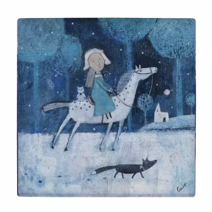 زیر لیوانی طرح دختر اسب سوار و روباه کد    4018527_2425