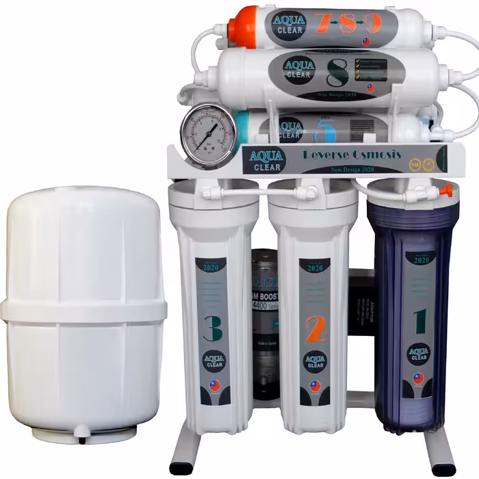 دستگاه تصفیه کننده آب آکوآ کلیر مدل NEW DESIGN2020 - AQN9 به همراه فیلتر مدل 02 مجموعه 3 عددی و کیت نشتی گیر