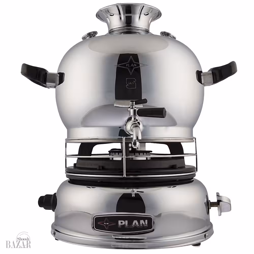 سماور گازسوز فندک دار استیل 6 لیتر پلان کد 1580P