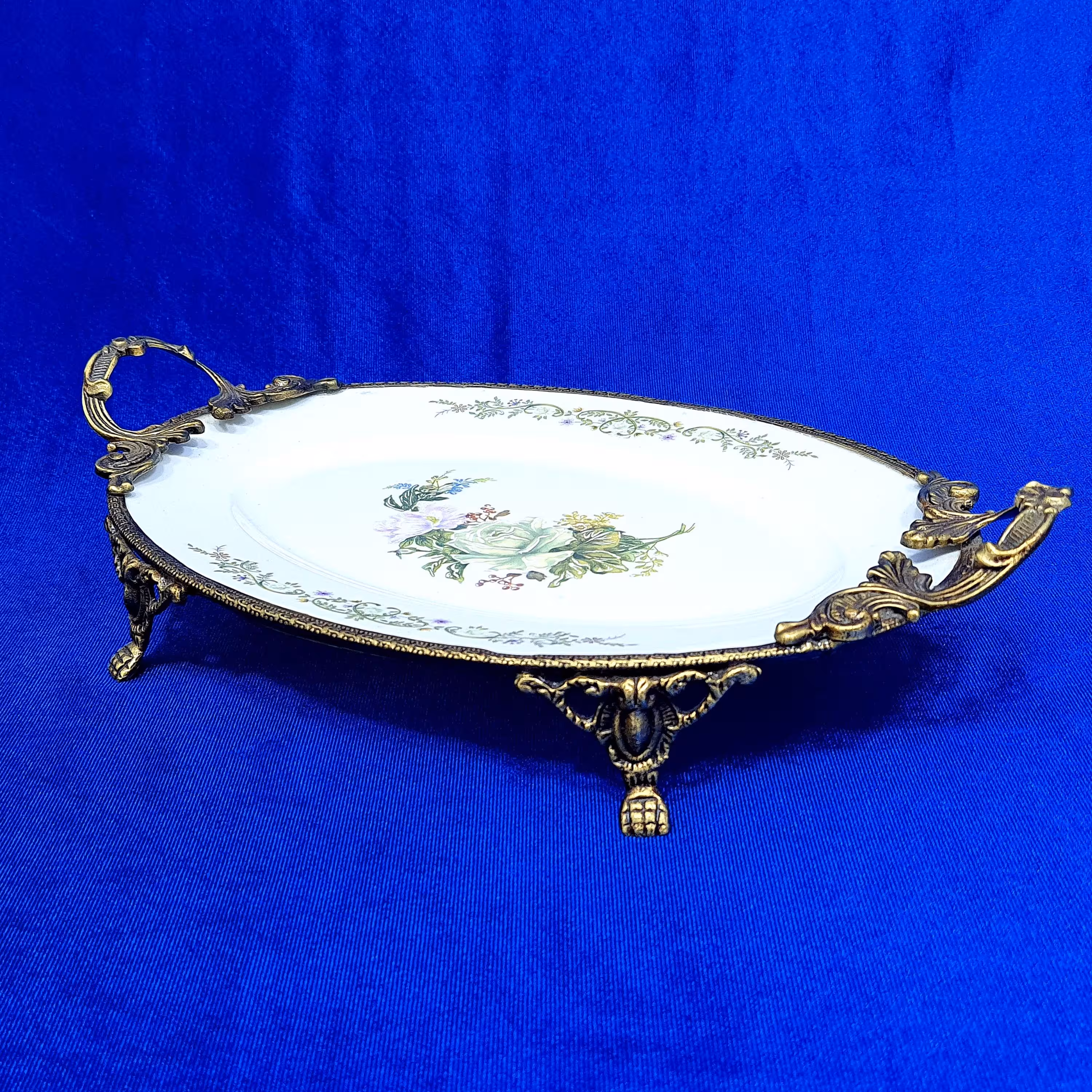 ظرف شیرینی 32 سانت چینی بیضی لمونژ کد 326A