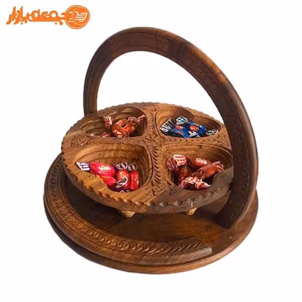 آجیل خوری چوبی تاشو طرح چهارخانه قلب