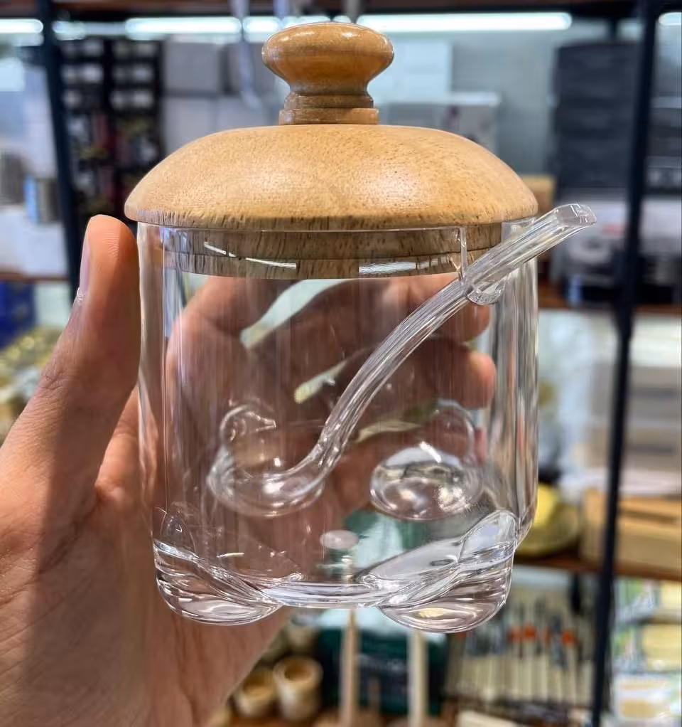 مرباخوری گرد در چوبی بزرگ اکرولیک