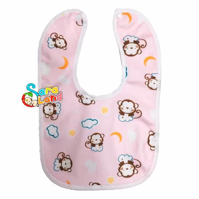 پیش بند نوزاد مخمل چاپی طرح میمون و ماه