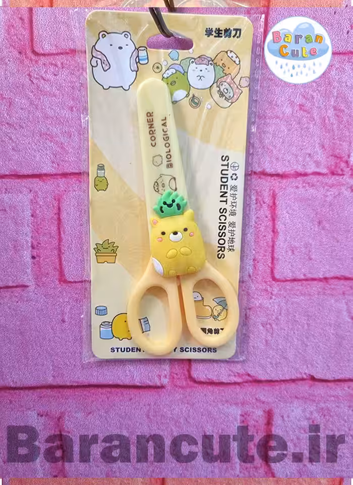 قیچی غلاف دار عروسکی طرح دایناسور کیوت زرد