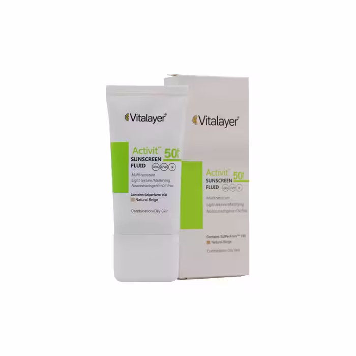 فلوئید ضد آفتاب SPF50 پوست چرب اکتی ویت ویتالیر 50 میلی لیتر