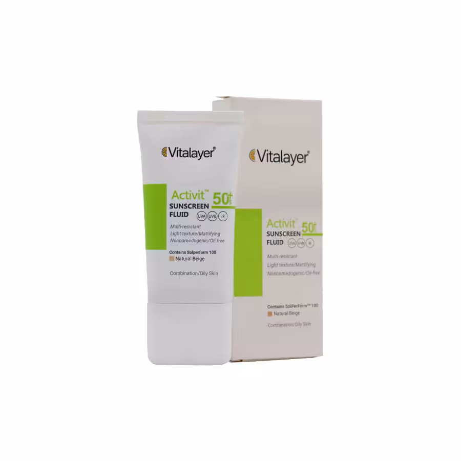 فلوئید ضد آفتاب SPF50 پوست چرب اکتی ویت ویتالیر 50 میلی لیتر