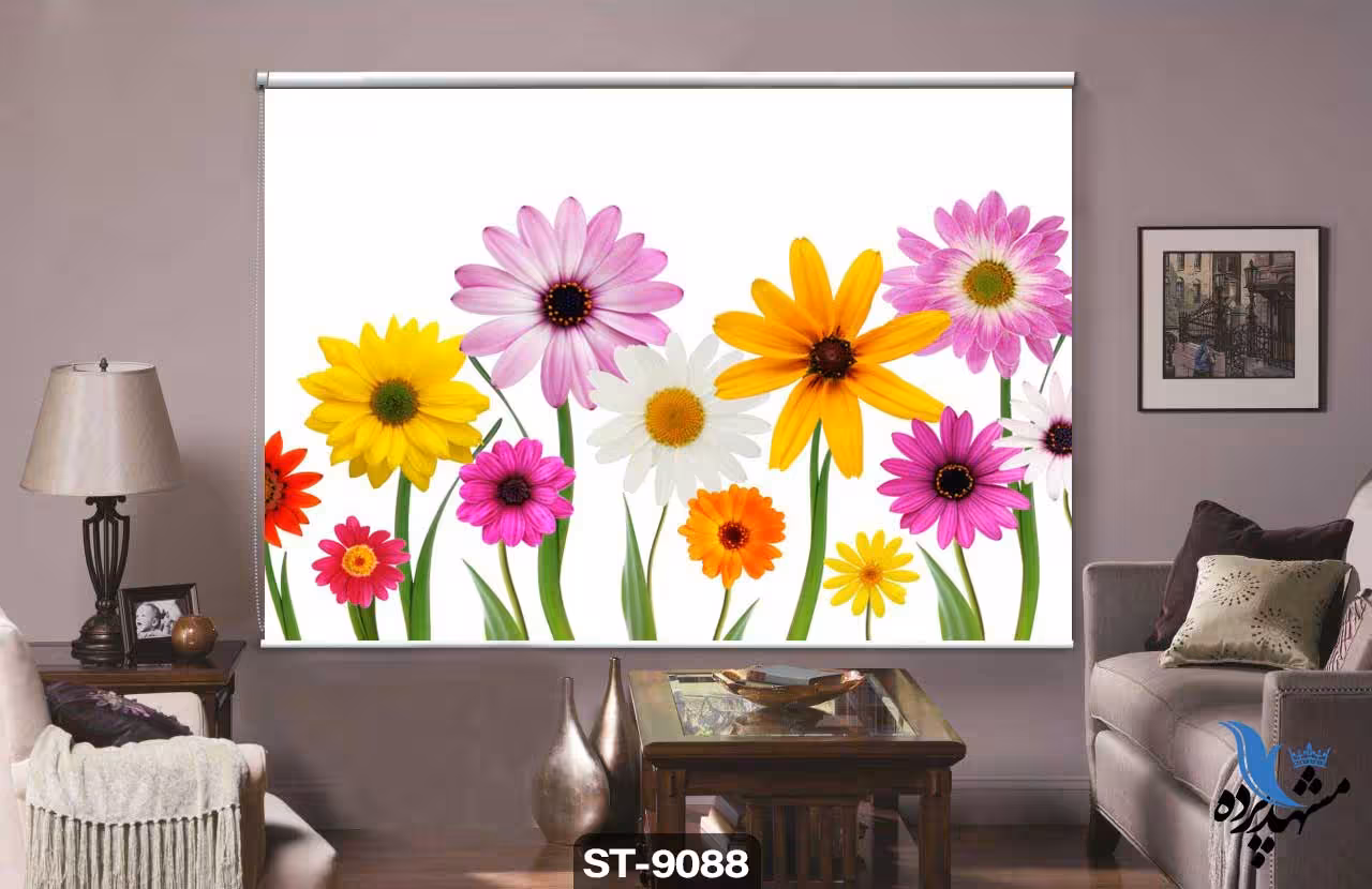 پرده شیدرول تصویری طرح گل کد ST9088