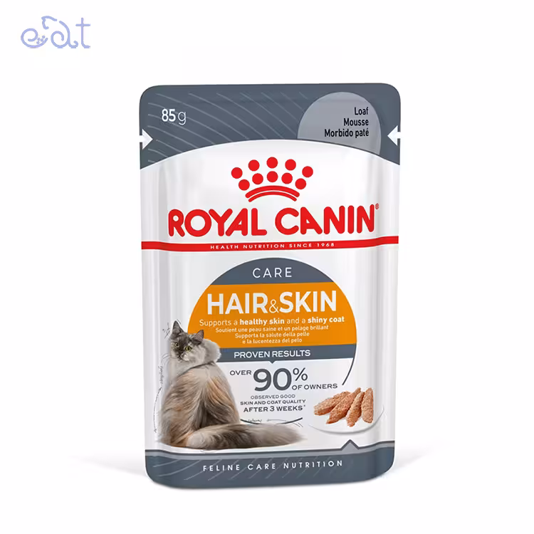 پوچ گربه رویال کنین مدل Royal Canin Hair & Skin In Gravy وزن 85 گرم