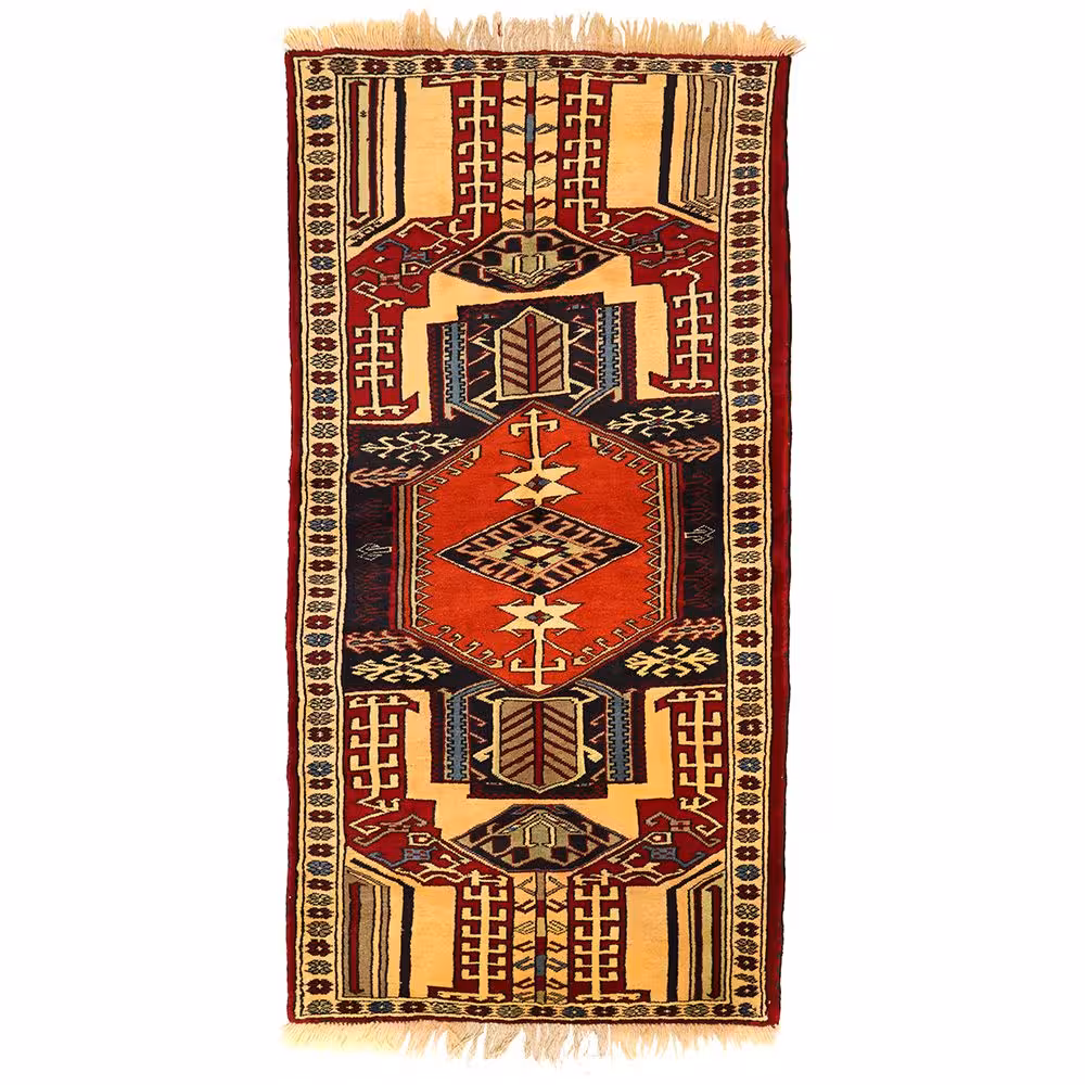 فرش دستبافت یک متری کرمانج طرح حوضی