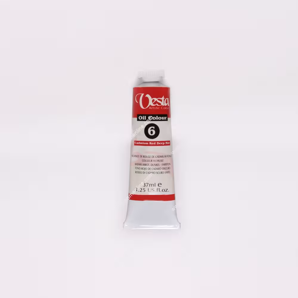 رنگ روغن 37 میل تکرنگ وستا مدل Cadmium Red Deep Hue 6