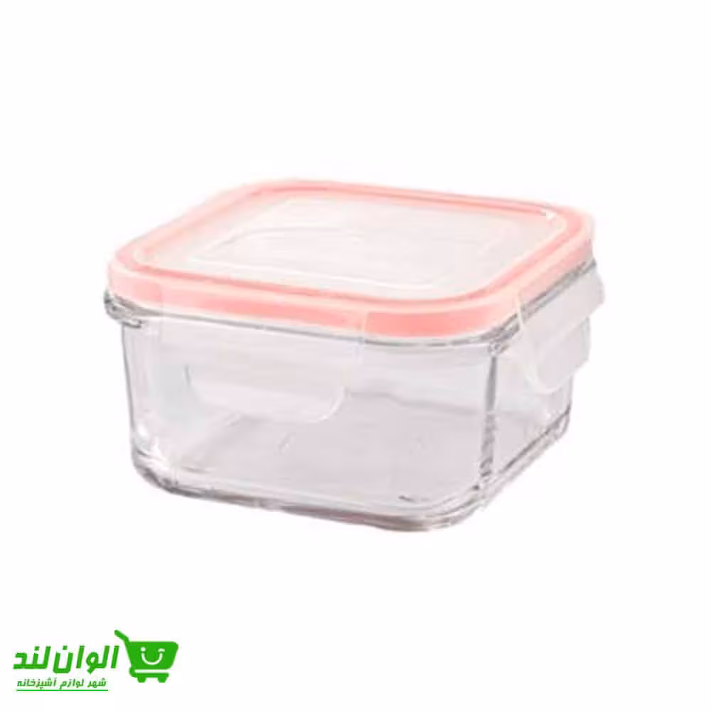 ظرف شیشه ای مربع درب دار لیمون 440 میلی لیتر کد 37214