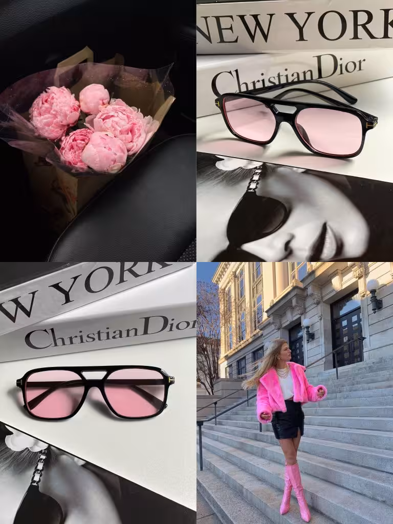 عینک افتابی برند fendi صورتي یخی ترند زنانه ومردانه اسپرت یووی400