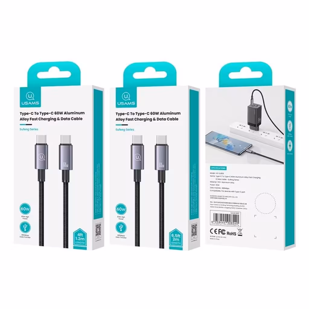 کابل دو سر  تایپ سی  Usams  Sj-664  2m  60w کنفی