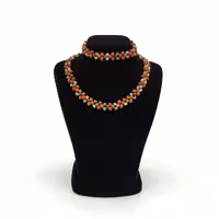 ست دستبند و گردنبند سنگ عقیق خزه ای کد34