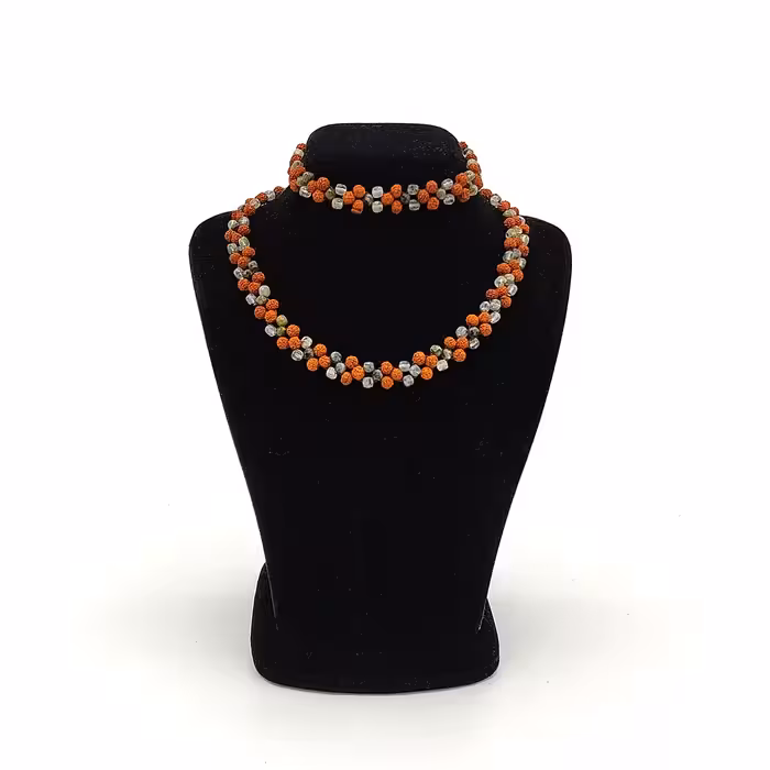 ست دستبند و گردنبند سنگ عقیق خزه ای کد34