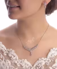 💍نیم ست جواهری میکروزنجیری خاص و  زیبا با طراحی ژورنالی و نگین صورتی نقره عیار 925 (N_4090)