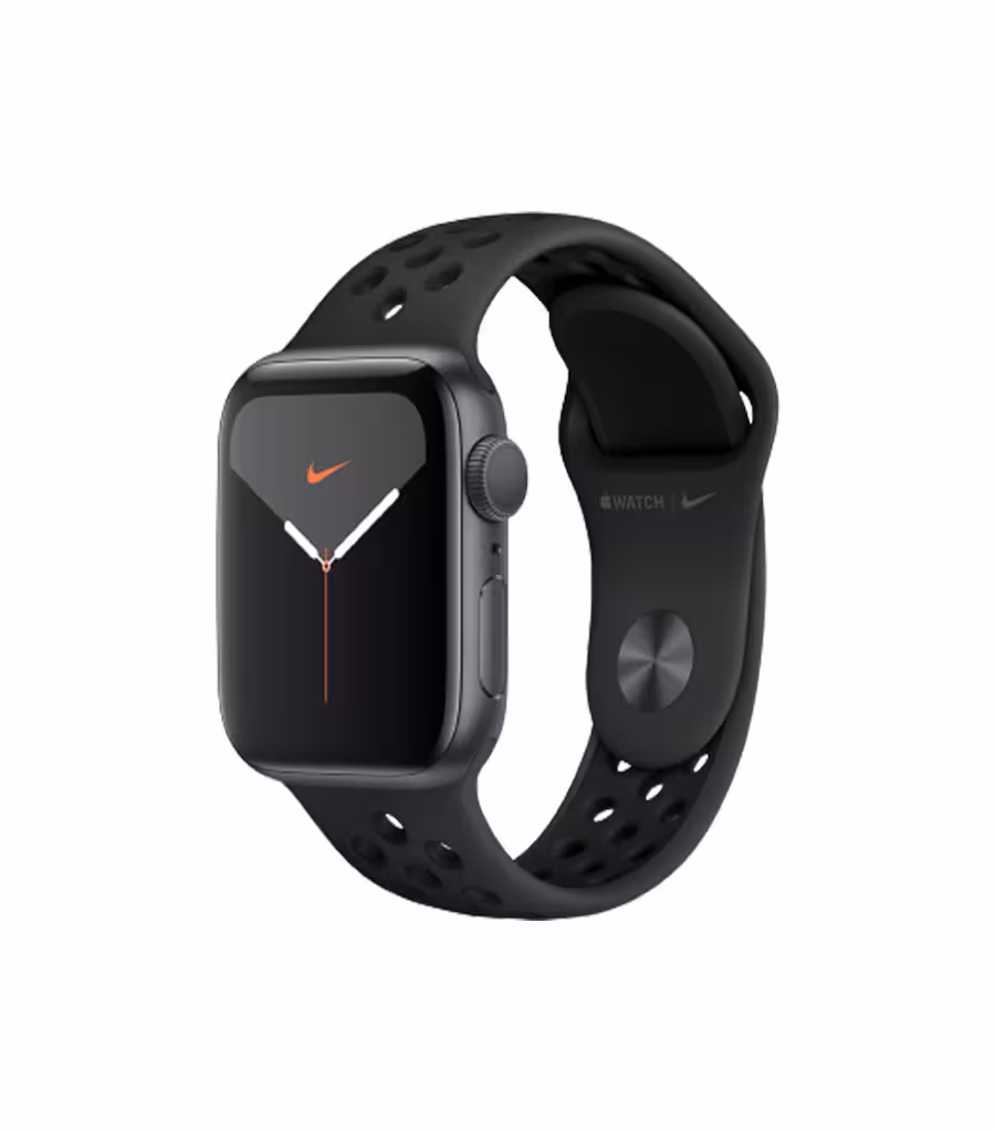اپل واچ نایکی سری 5 آلومینیوم خاکستری با بند اسپرت سیلیکون مشکی