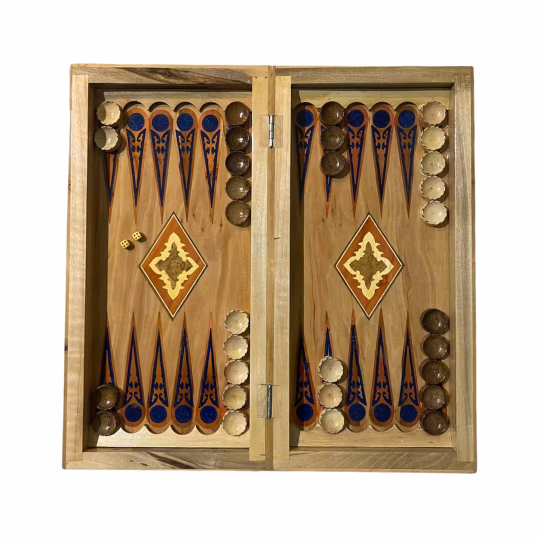 تخته نرد چوب گردو طرح رزین کد 2581