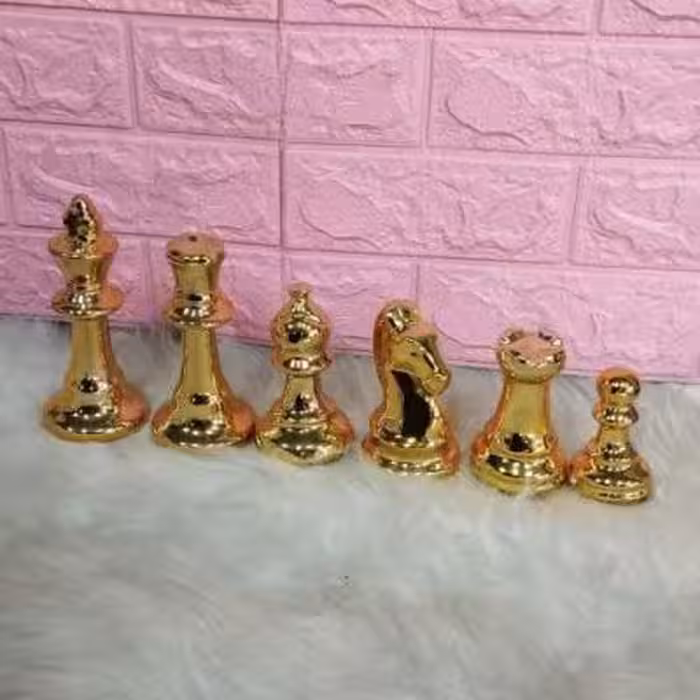 شطرنج 6تایی رنگ ثابت آبکاری سایز کوچک