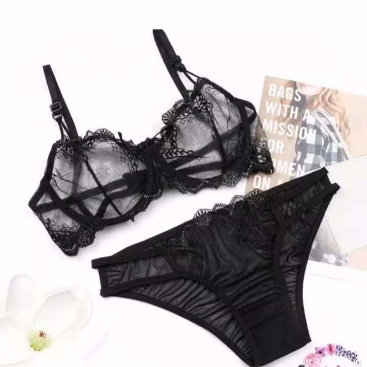 ست لباس زیرزنانه تورگازمشکی سایز 75 تا 90