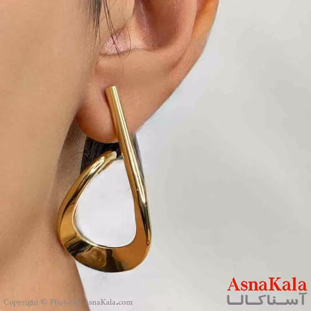 گوشواره دخترانه مینیمال طرح منحنی فشن رنگ طلایی کد GSH151749W