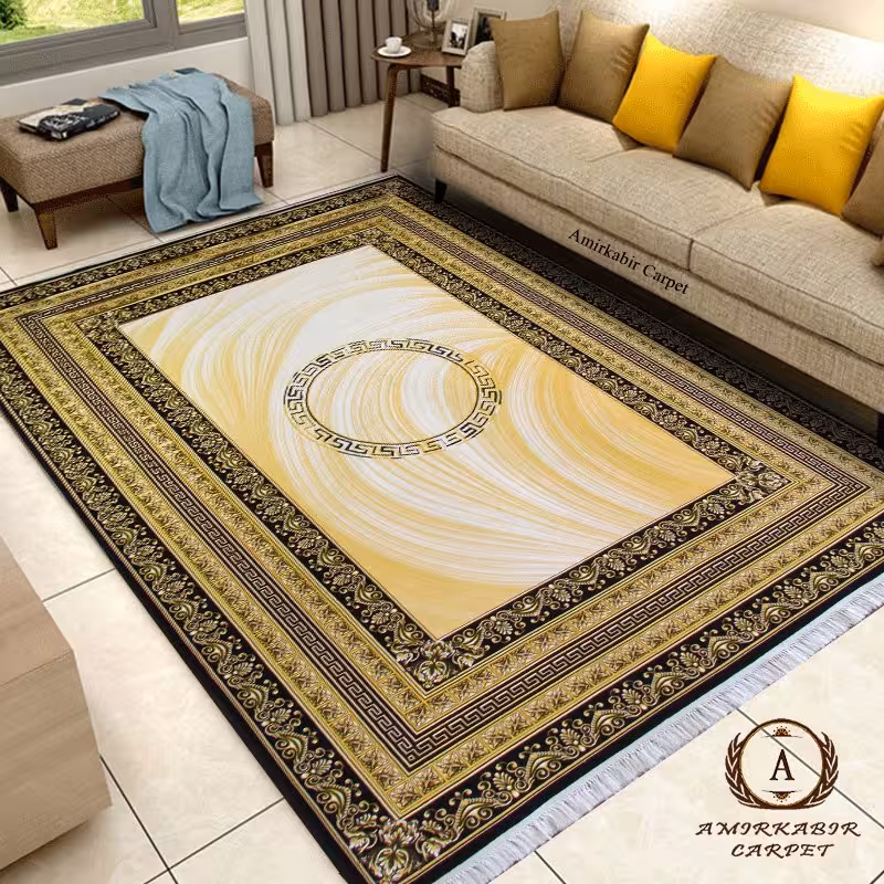 فرش 700 شانه نقشه ورساچه طلایی