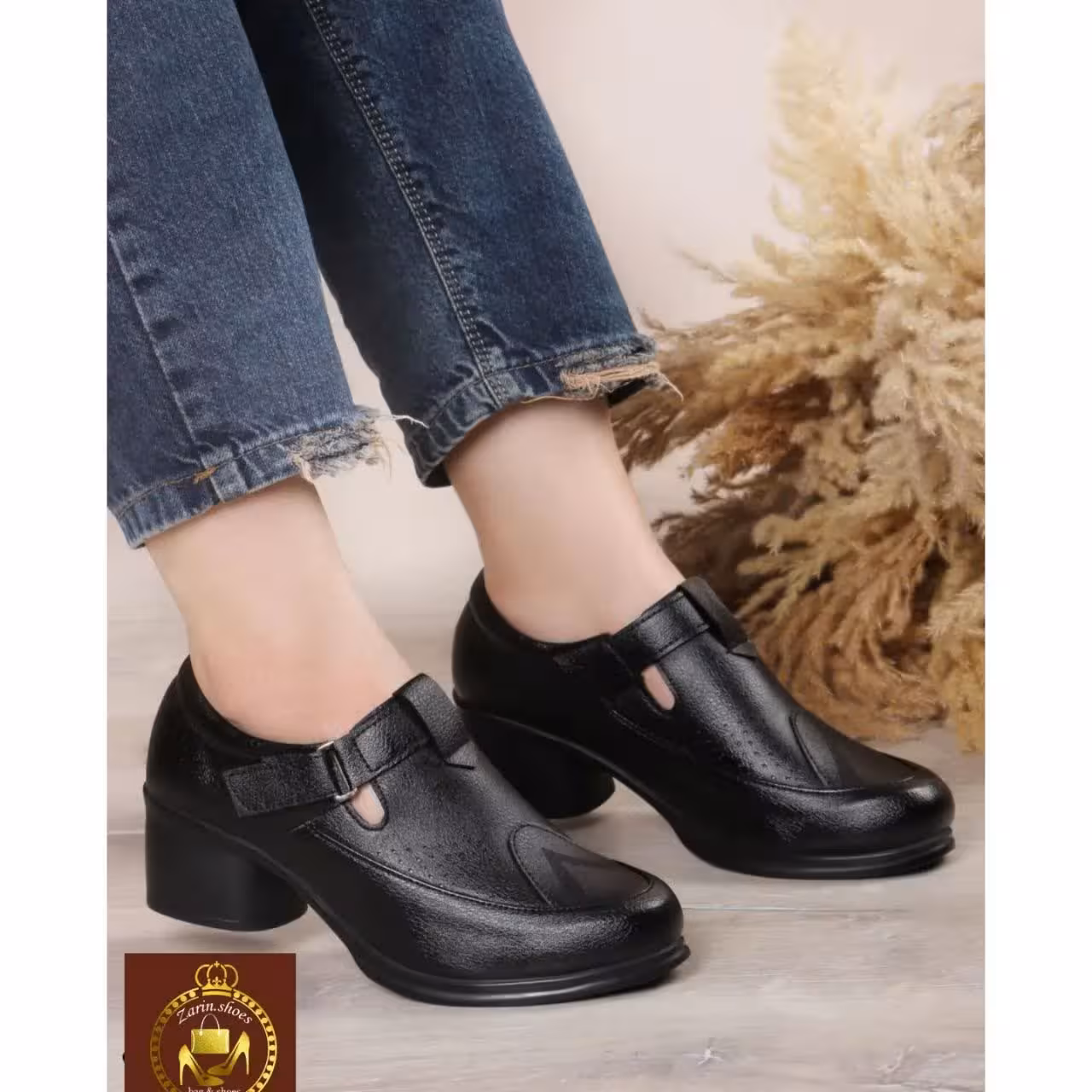 کفش کارمندی طبی پاشنه دار زنانه بغل چسب