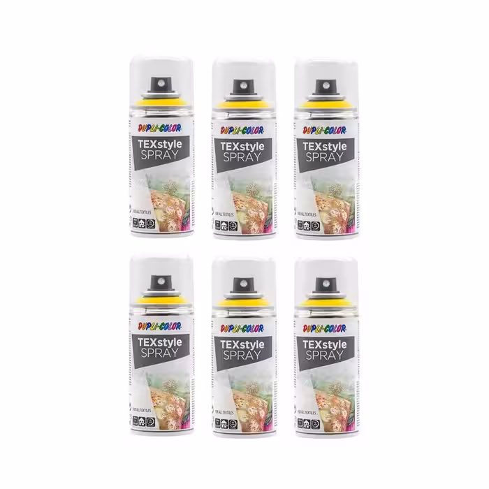 اسپری رنگ پارچه زرد دوپلی کالر مدل TEXstyle حجم 150میلی لیتر مجموعه 6 عددی