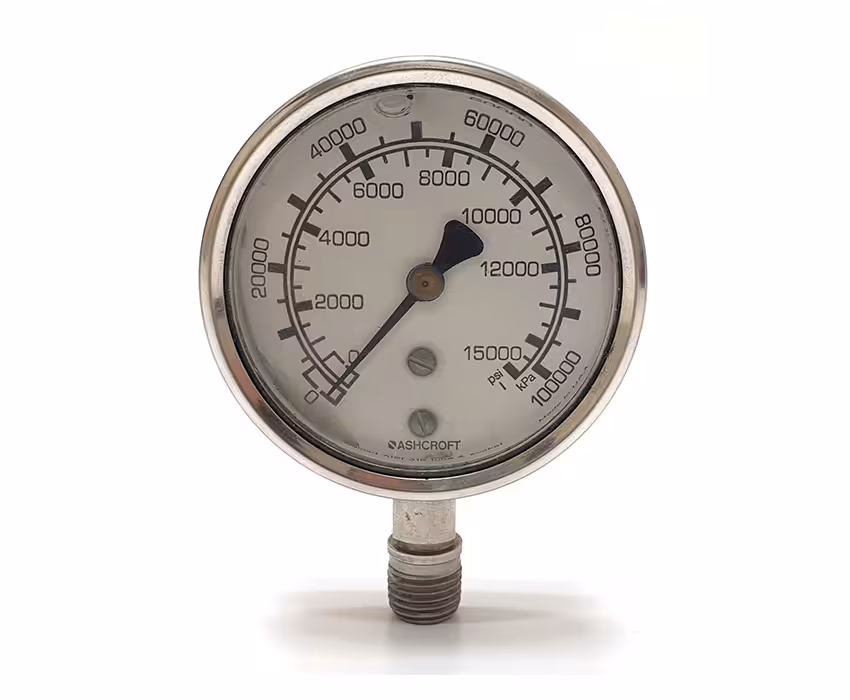 گیج فشار اشکرافت تمام استیل روغنی صفحه 6 سانت فشار 15000 PSI