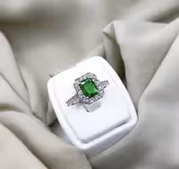 انگشتر زمرد جواهری نقره زنانه کد 10703