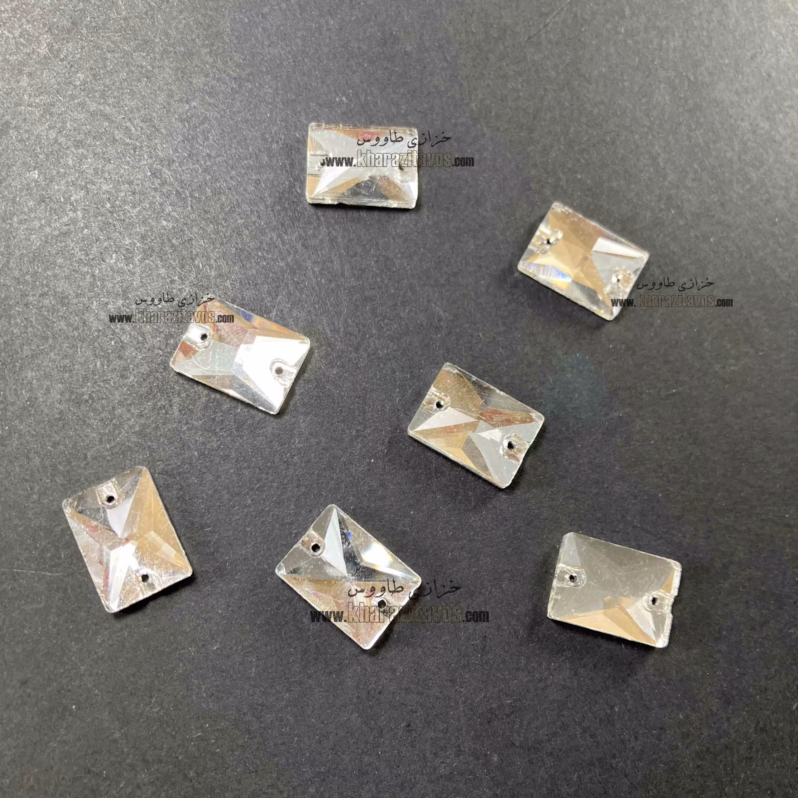 سنگ مستطیل دوختنی 13 در 18 نقره ای