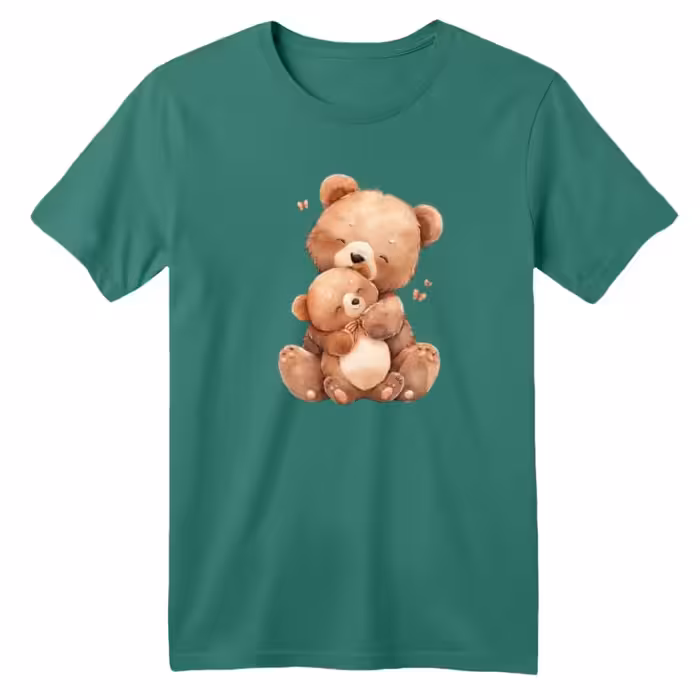 تی شرت آستین کوتاه بچگانه مدل تدی رنگ سبز سدری