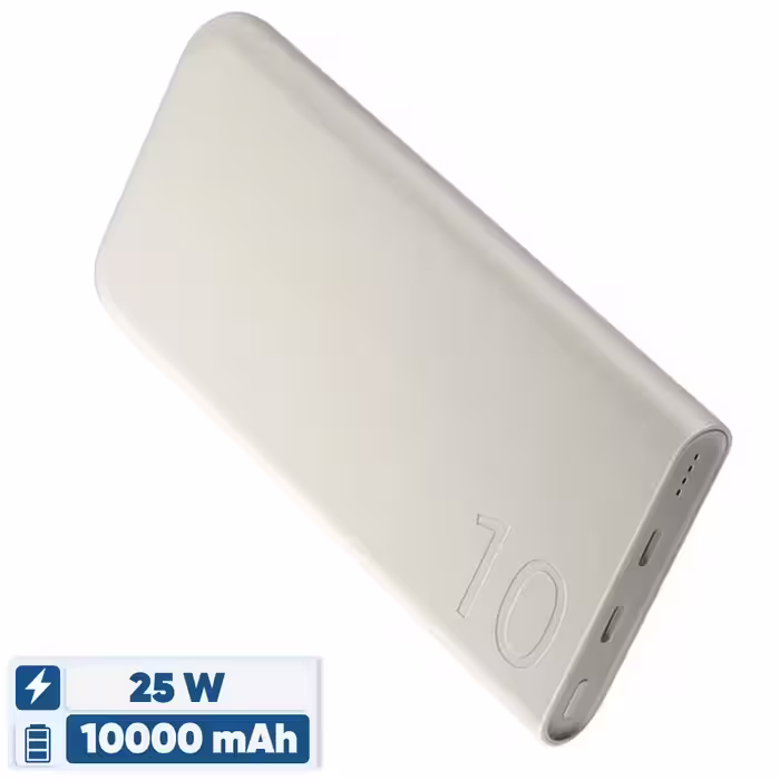 پاوربانک سامسونگ مدل EB-P3400، ظرفیت 10000 میلی‌آمپر ساعت، پشتیبانی از فناوری شارژ سریع Power Delivery (PD)، پشتیبانی از قابلیت شارژ Superfast، جنس بدنه از موارد بازیافتی، به همراه کابل USB-C به USB-C، دارای 2 درگاه خروجی