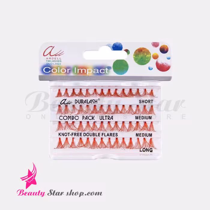 مژه رنگی قرمز نارنجی بدون گره آردل سایز میکس