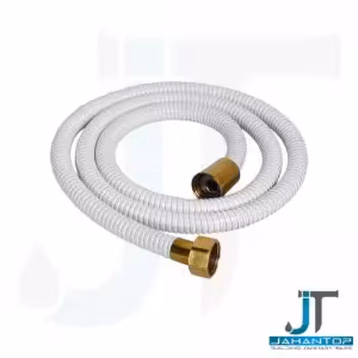 شلنگ دوش فنری ریز بافت مهره برنجی ( سفید طلایی )