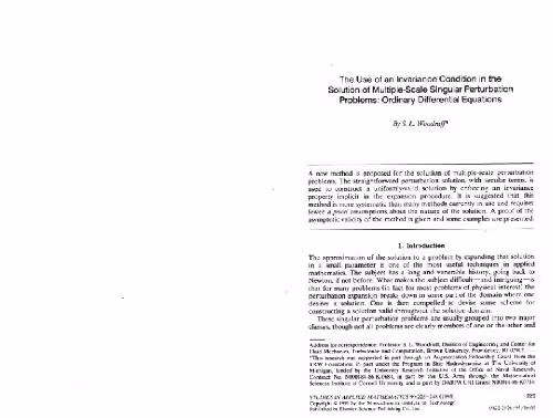 خرید و دانلود نسخه کامل کتاب Use of invariance condition in multiple-scale singular perturbation problems