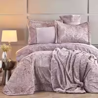 ست روتختی دو نفره 8 پارچه برند کاراجا هوم ترکیه مدل Valeria Best رنگ Dusty Rose