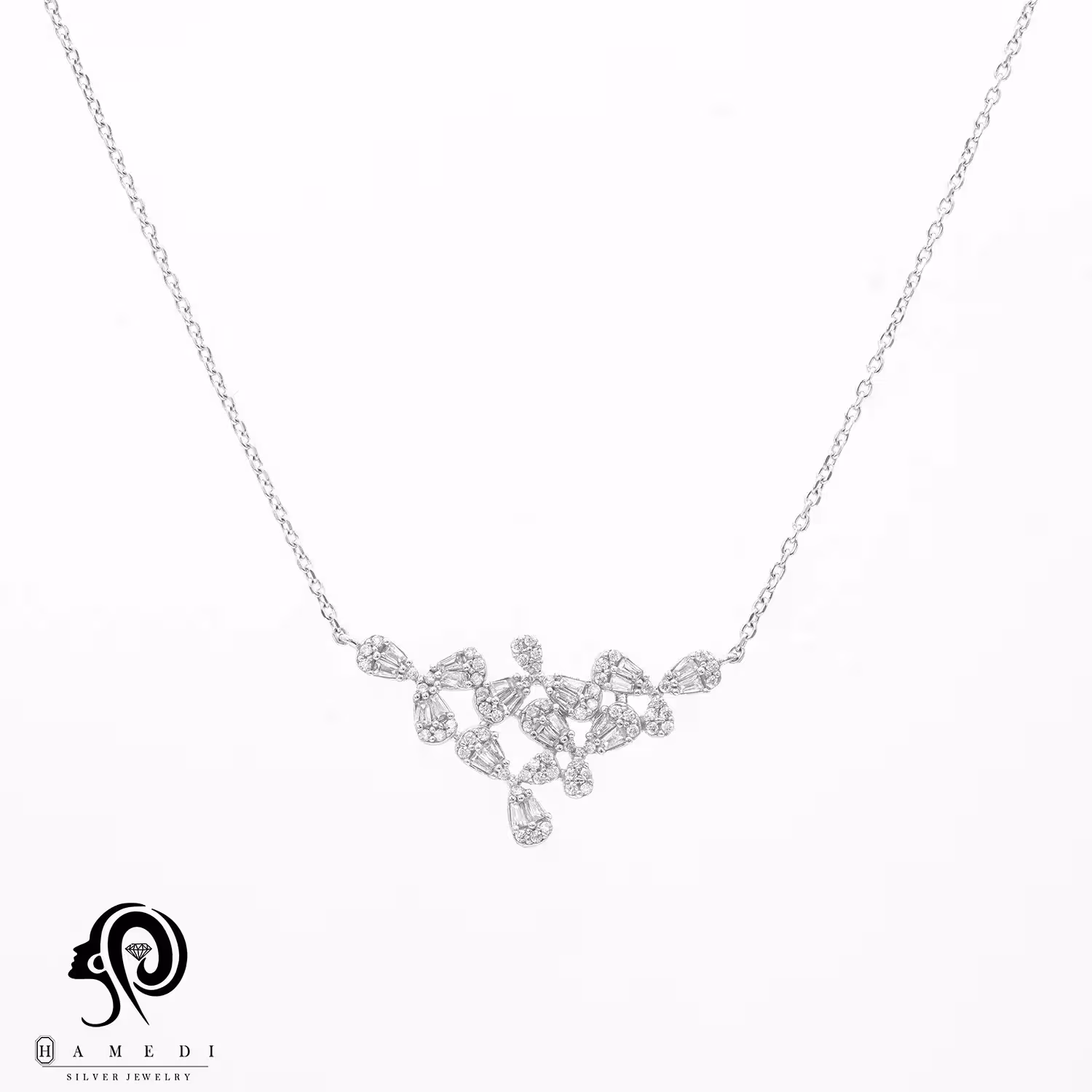 گردنبند نقره زنانه مجلسی جواهری مدل KIC S1