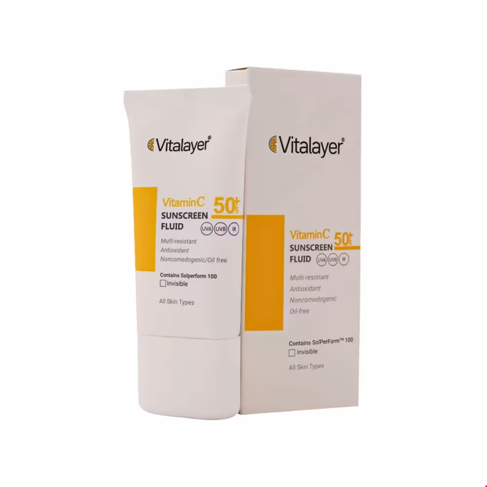 فلوئید ضد آفتاب حاوی ویتامین ث SPF50 ویتالیر 50 میلی لیتری