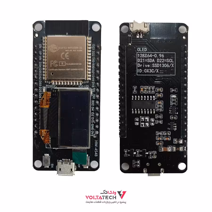 برد توسعه ESP32 با مبدل CP2102 و نمایشگر 0.96 اینچ