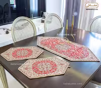 رومیزی ترمه 3 تکه هاشمی کد 46 ممتاز قرمز