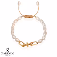 دستبند مروارید پرورشی و پلاک طلا تیفانی تایتان