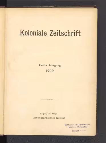 خرید و دانلود نسخه کامل کتاب Koloniale Zeitschrift