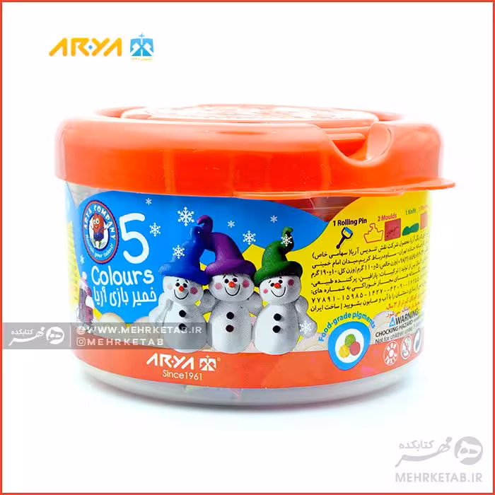 خمیر بازی سطلی 5 رنگ آریا