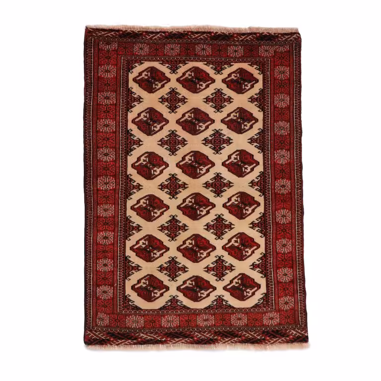 فرش قدیمی دستباف یک و نیم متری مدل ترکمن کد 40206126