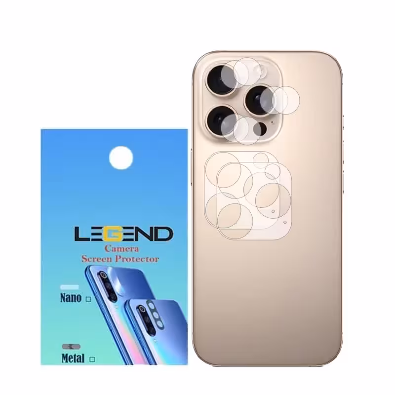 محافظ لنز دوربین لجند مدل نانو گلس مناسب برای موبایل اپل iPhone 16 Pro بسته 2 عددی