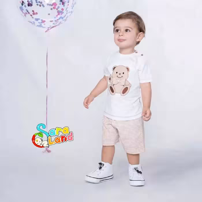 ست بلوز و شلوارک نوزاد پسرانه طرح تدی